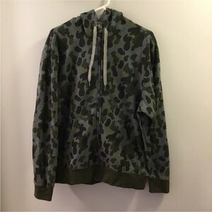 XERSION Mens Medium Camo print zip up hooded jacket pockets drawstring